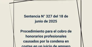 Sentencia N° 327 del 18 de junio de 2025 - Procedimiento para el cobro de honorarios profesionales causados por la condena en costas en un juicio de amparo constitucional