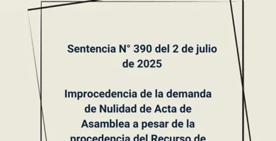 Sentencia N° 390 del 2 de julio de 2025 - Improcedencia de la demanda de Nulidad de Acta de Asamblea a pesar de la procedencia del Recurso de Casación propuesto por los demandantes