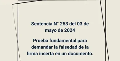 Sentencia N° 253 del 03 de mayo de 2024 - Prueba fundamental para demandar la falsedad de la firma inserta en un documento.