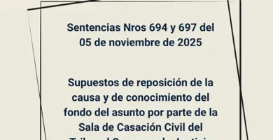Sentencias Nros 694 y 697 del 05 de noviembre de 2025 - Supuestos de reposición de la causa y de conocimiento del fondo del asunto por parte de la Sala de Casación Civil del Tribunal Supremo de Justicia