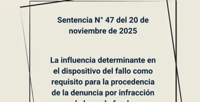 Sentencia N° 47 del 20 de noviembre de 2025 - La influencia determinante en el dispositivo del fallo como requisito para la procedencia de la denuncia por infracción de ley o de fondo
