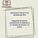 Sentencia N° 835 del 12 de diciembre de 2025 - Resguardo del derecho constitucional a la defensa en su vertiente del derecho a la prueba