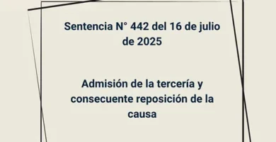 Sentencia N° 442 del 16 de julio de 2025 - Admisión de la tercería y consecuente reposición de la causa