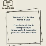 Sentencia N° 41 del 24 de febrero de 2026 - Procedencia del vicio de incongruencia por tergiversación de los alegatos planteados por la demandante