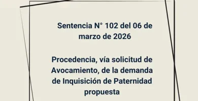 Sentencia N° 102 del 06 de marzo de 2026 - Procedencia, vía solicitud de Avocamiento, de la demanda de Inquisición de Paternidad propuesta
