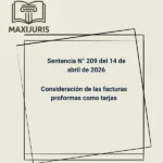 Sentencia N° 209 del 14 de abril de 2026 - Consideración de las facturas proformas como tarjas