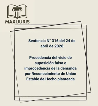 Sentencia N° 316 del 24 de abril de 2026 - Procedencia del vicio de suposición falsa e improcedencia de la demanda por Reconocimiento de Unión Estable de Hecho planteada